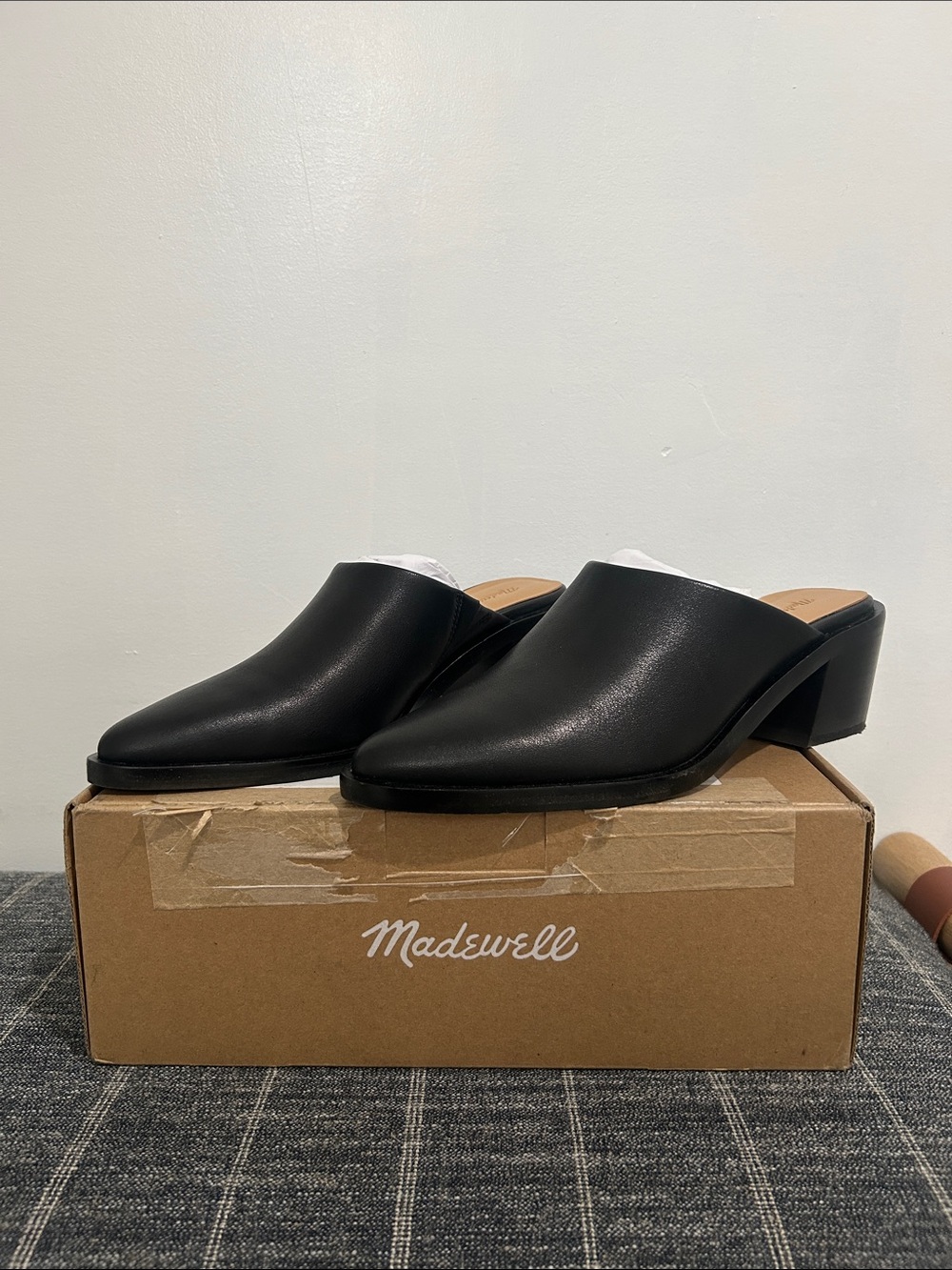 Madewell Black Leather Slip-On Mule Loafers for Men